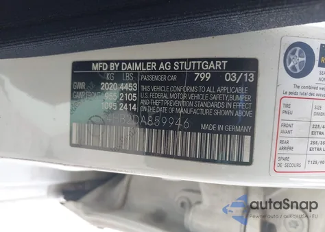 2013 Mercedes-Benz C 250 Sport from USA, damaged, VIN WDDGF4HB2DA859946